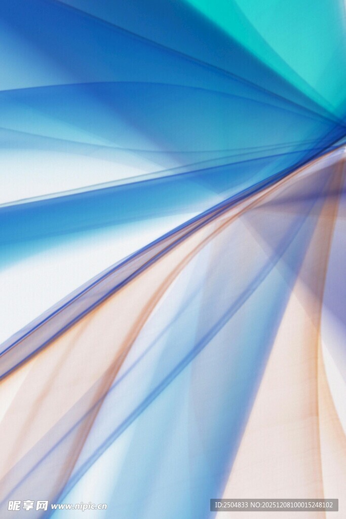梦幻蓝色彩带抽象背景图