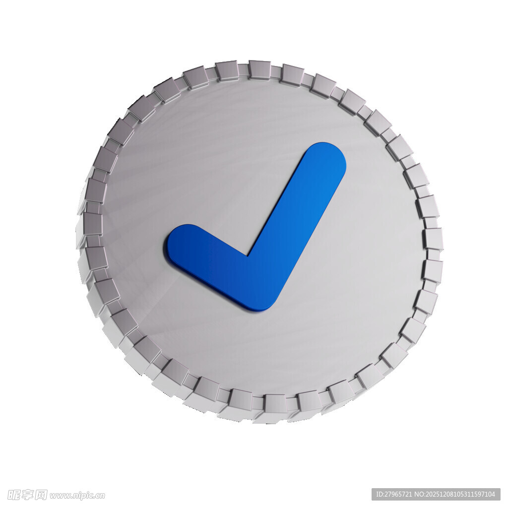 蓝色对勾圆形按钮图标