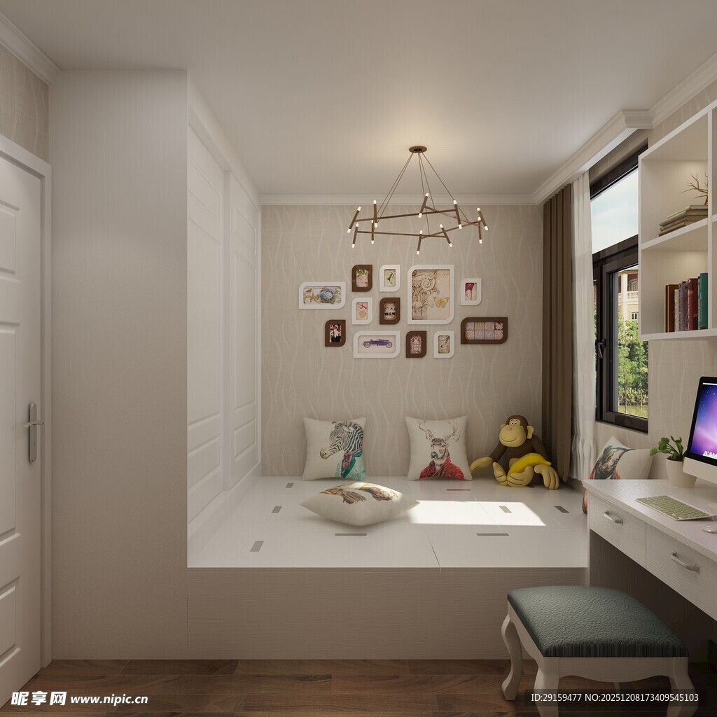 简约温馨卧室榻榻米角落