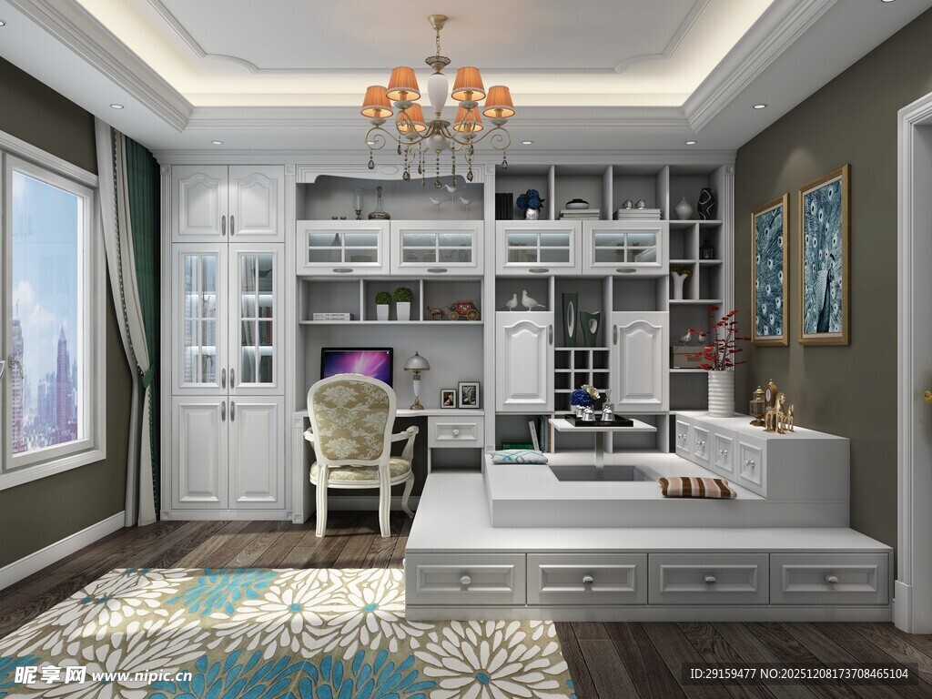 现代简约风书房榻榻米设计