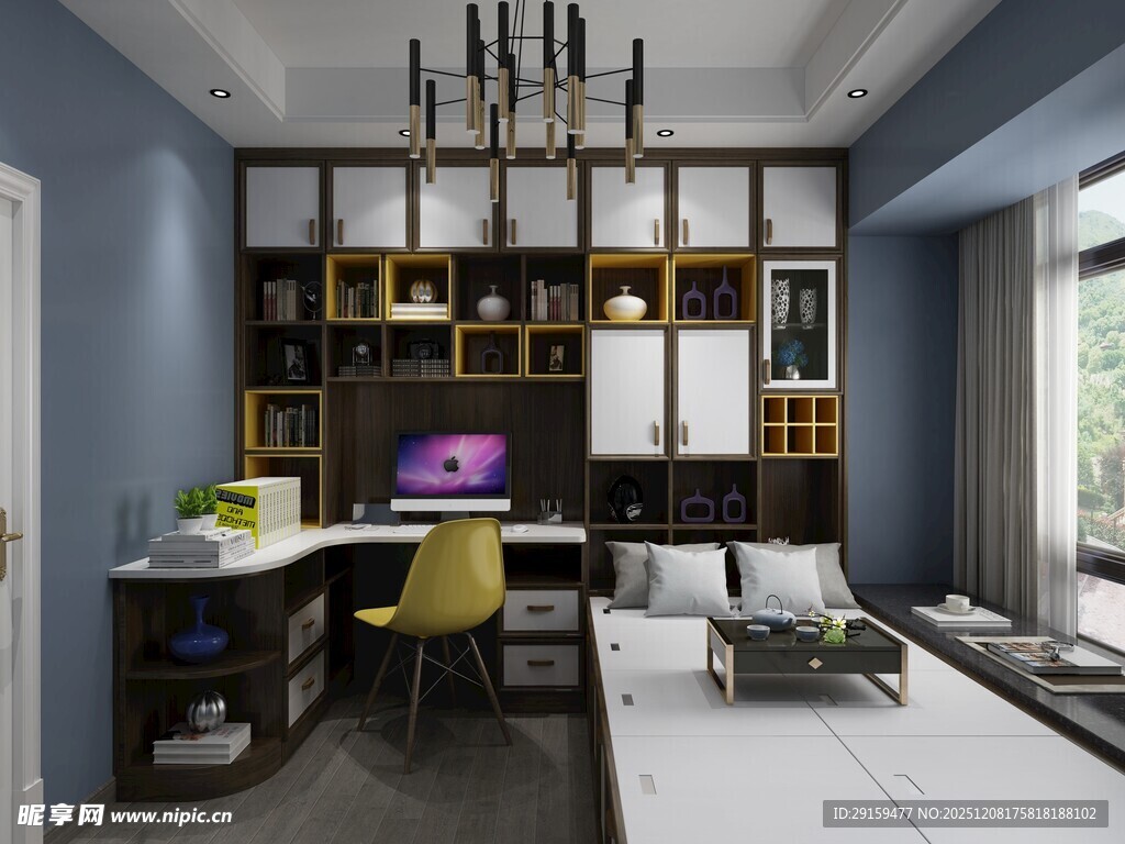 现代简约风卧室兼书房