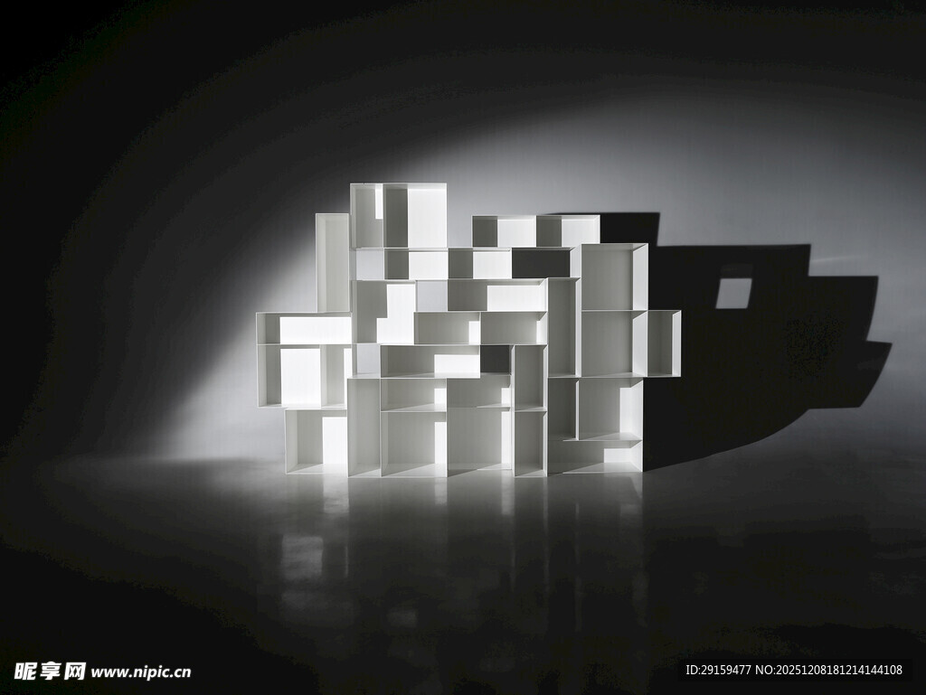 光影下的抽象建筑模型