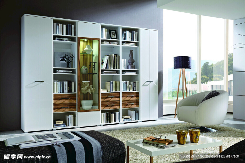 现代简约风格客厅书房一体