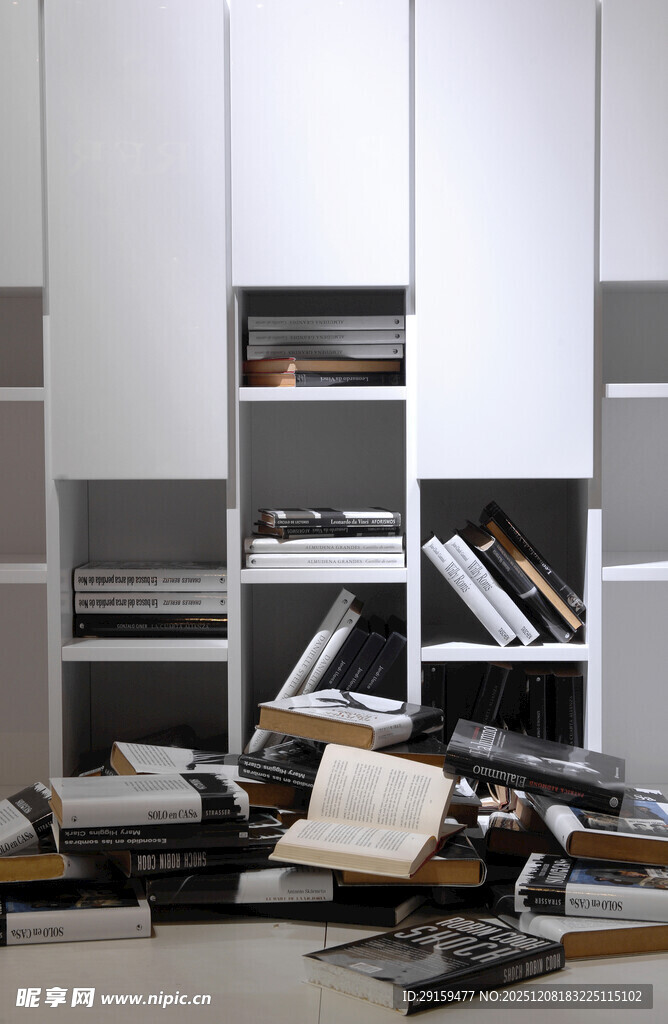 书房书架倒塌散落一地