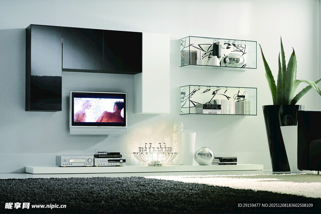 现代简约风客厅电视墙一角