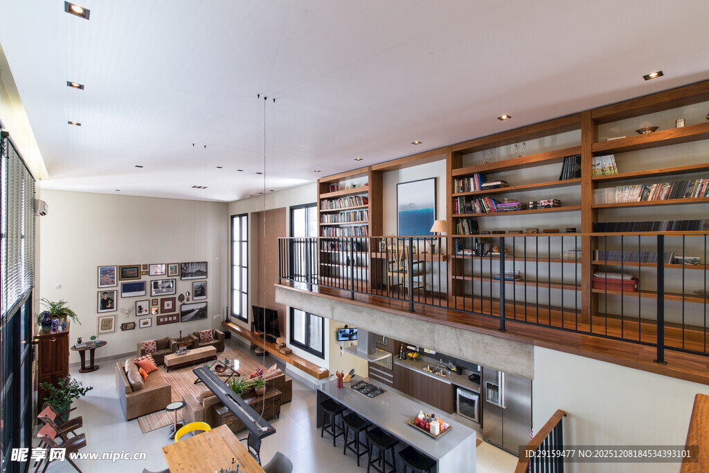 现代风格开放式书房空间