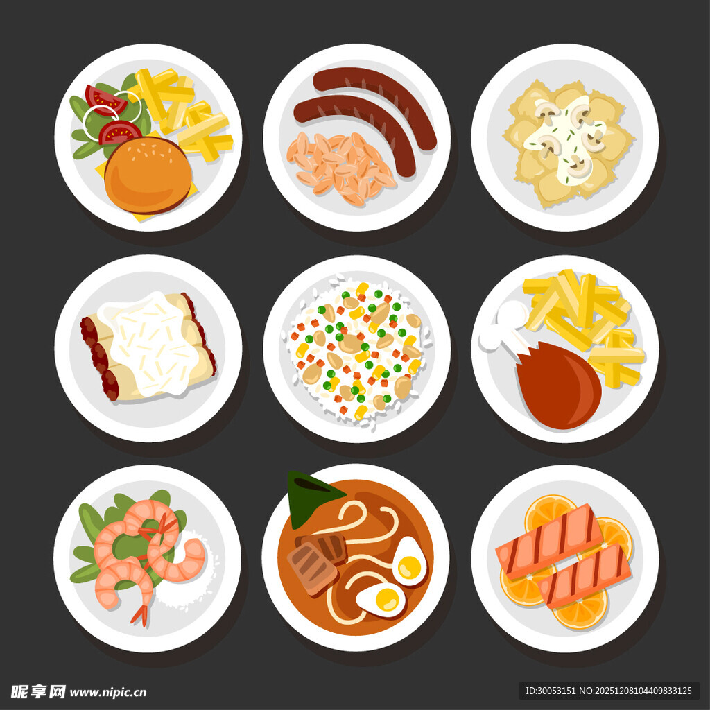 多样美食拼盘展示