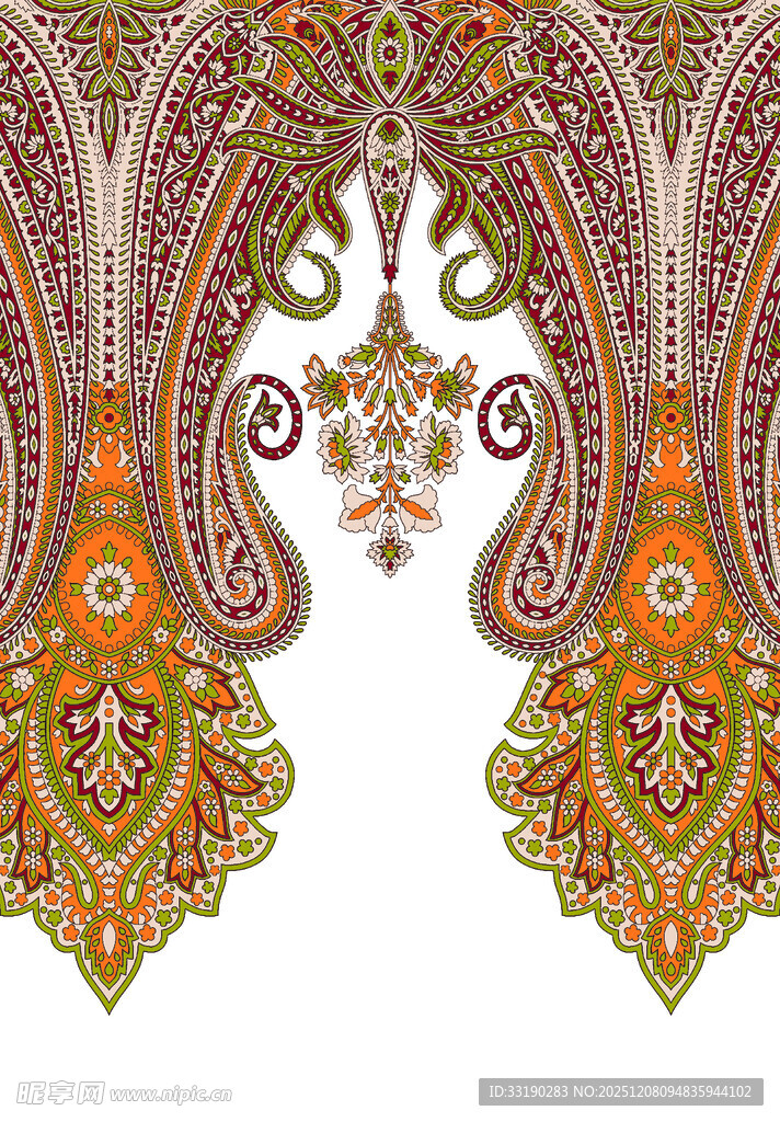 精美复古佩斯利花纹图案