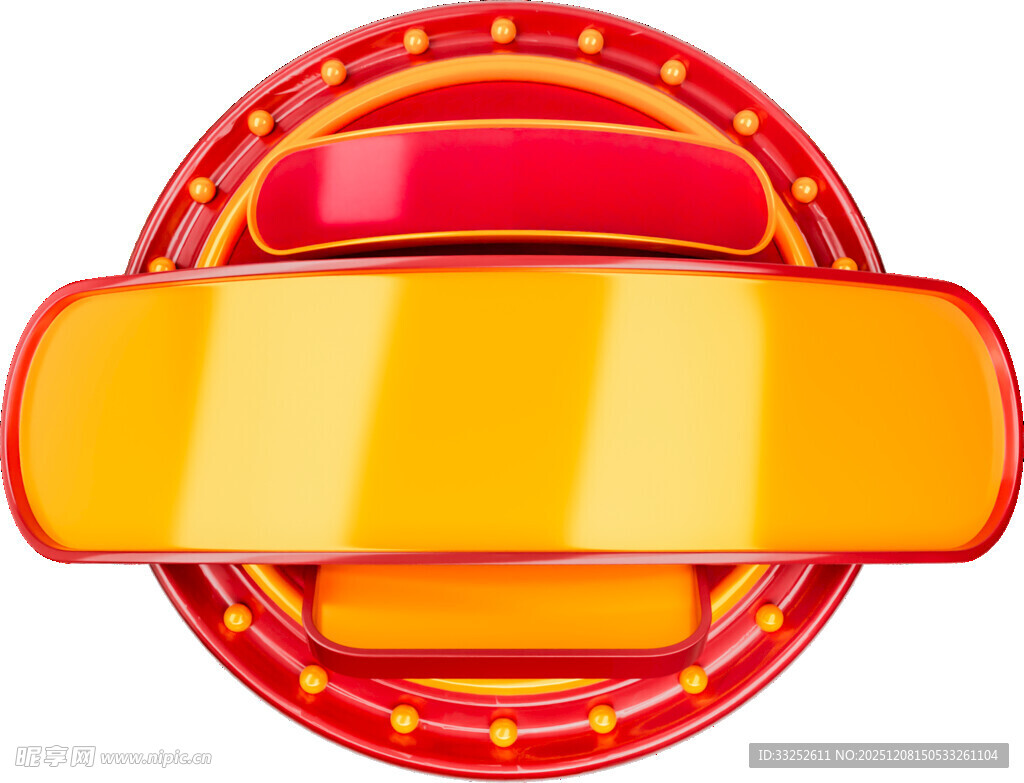 红色圆形空白装饰标签