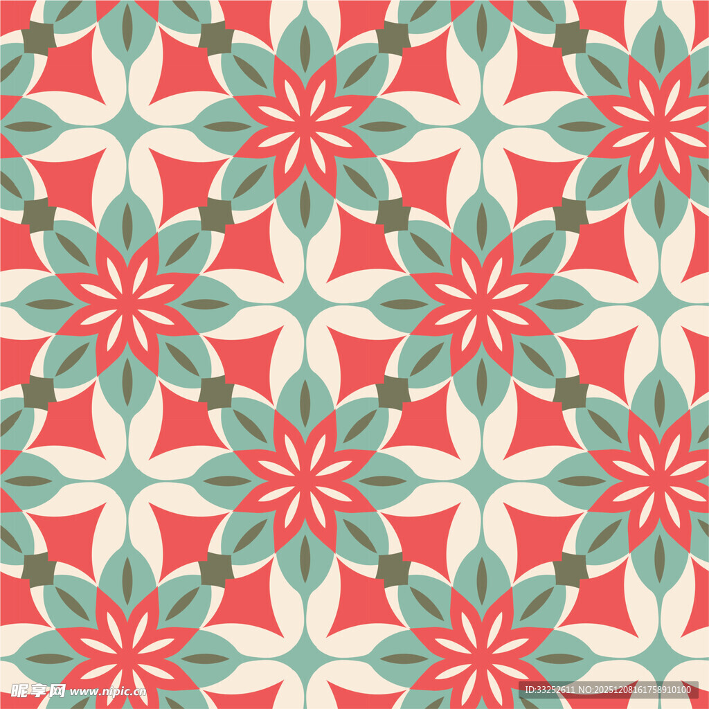 复古花卉几何图案背景