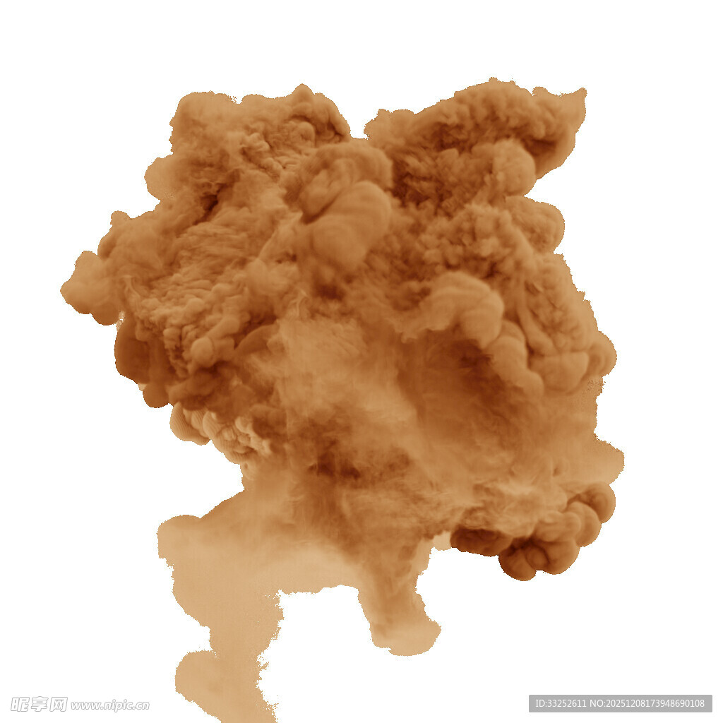 棕色烟雾瞬间扩散画面