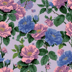 花卉图案粉蓝花朵与绿叶