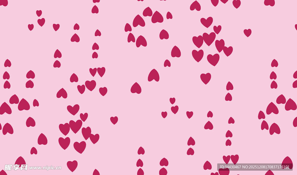 粉色背景散落爱心图案