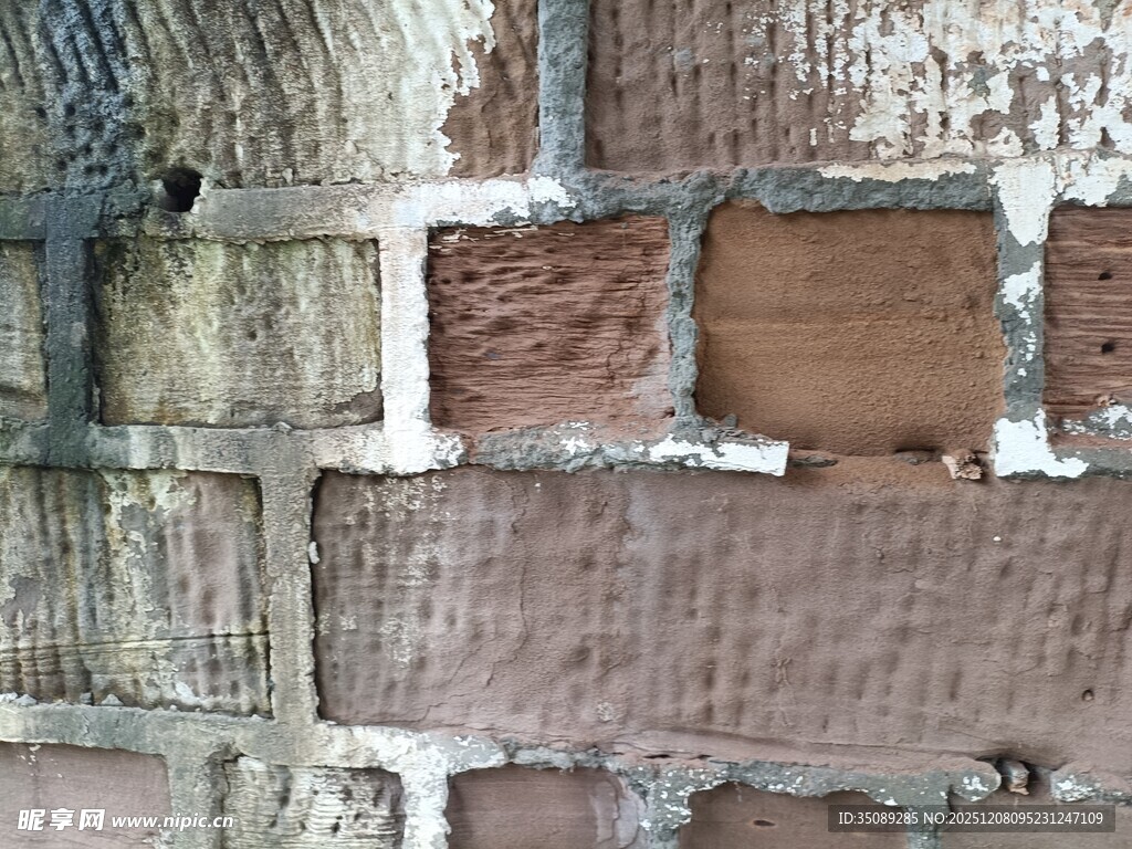 老旧斑驳的砖墙纹理