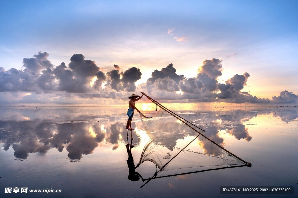 湖畔舞者夕阳下的优雅身姿