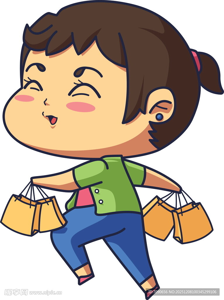 开心购物的小女孩