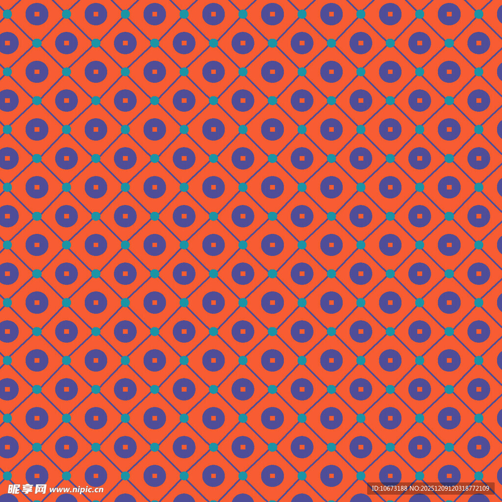 橙底蓝紫几何图案纹理