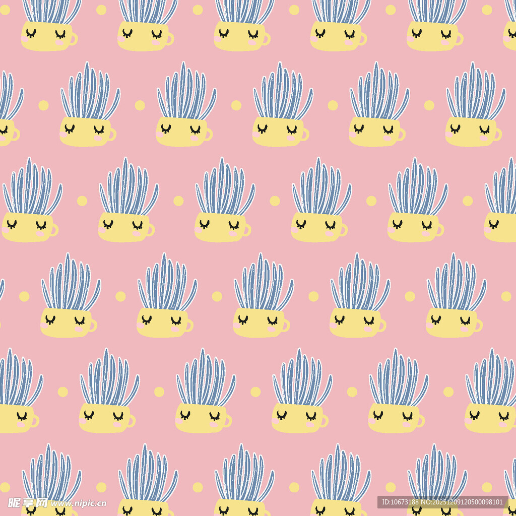 粉色背景的可爱仙人掌图案