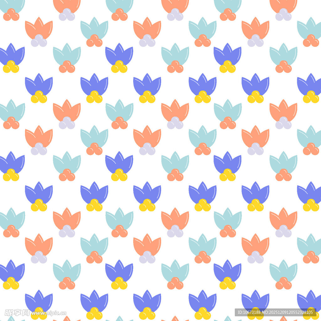 多彩花卉图案无缝背景