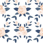淡粉蓝叶花卉无缝图案