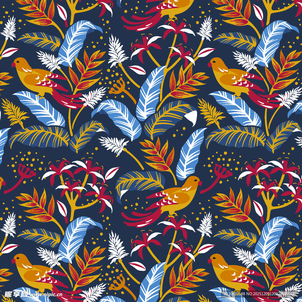 多彩花鸟植物图案纹理