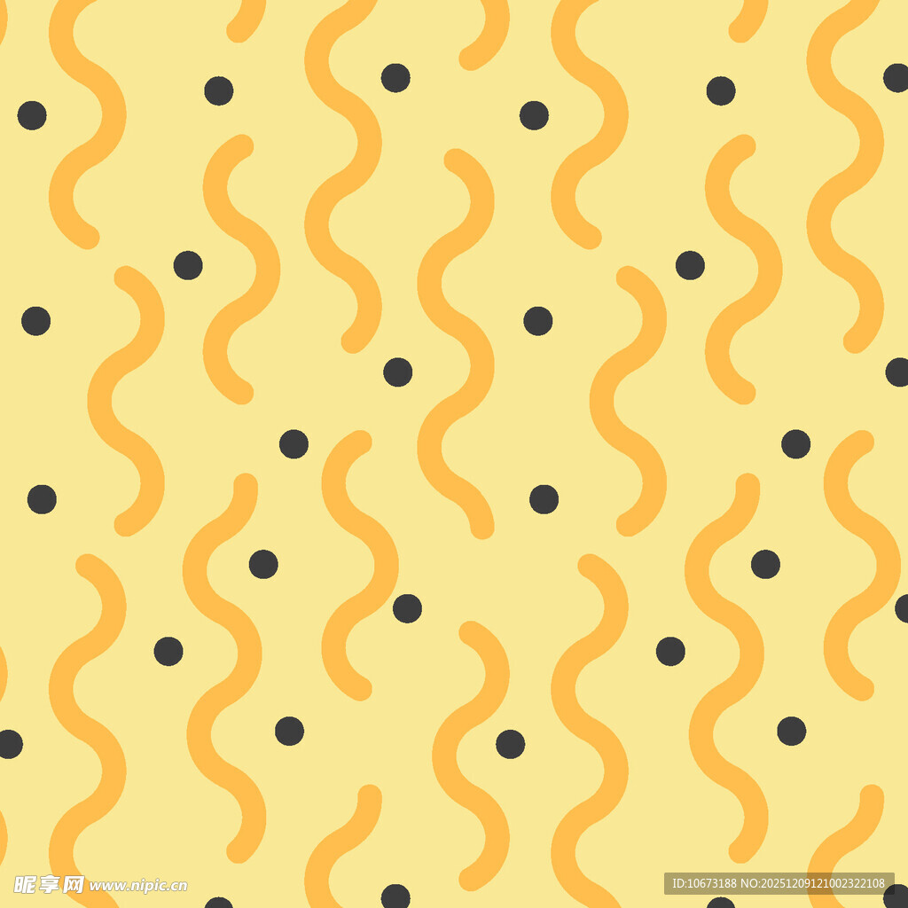 黄色波浪圆点几何图案