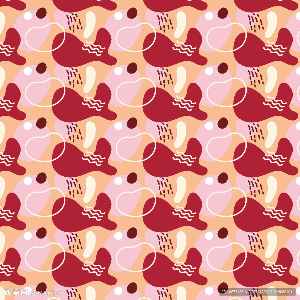 红色卡通图案无缝背景图