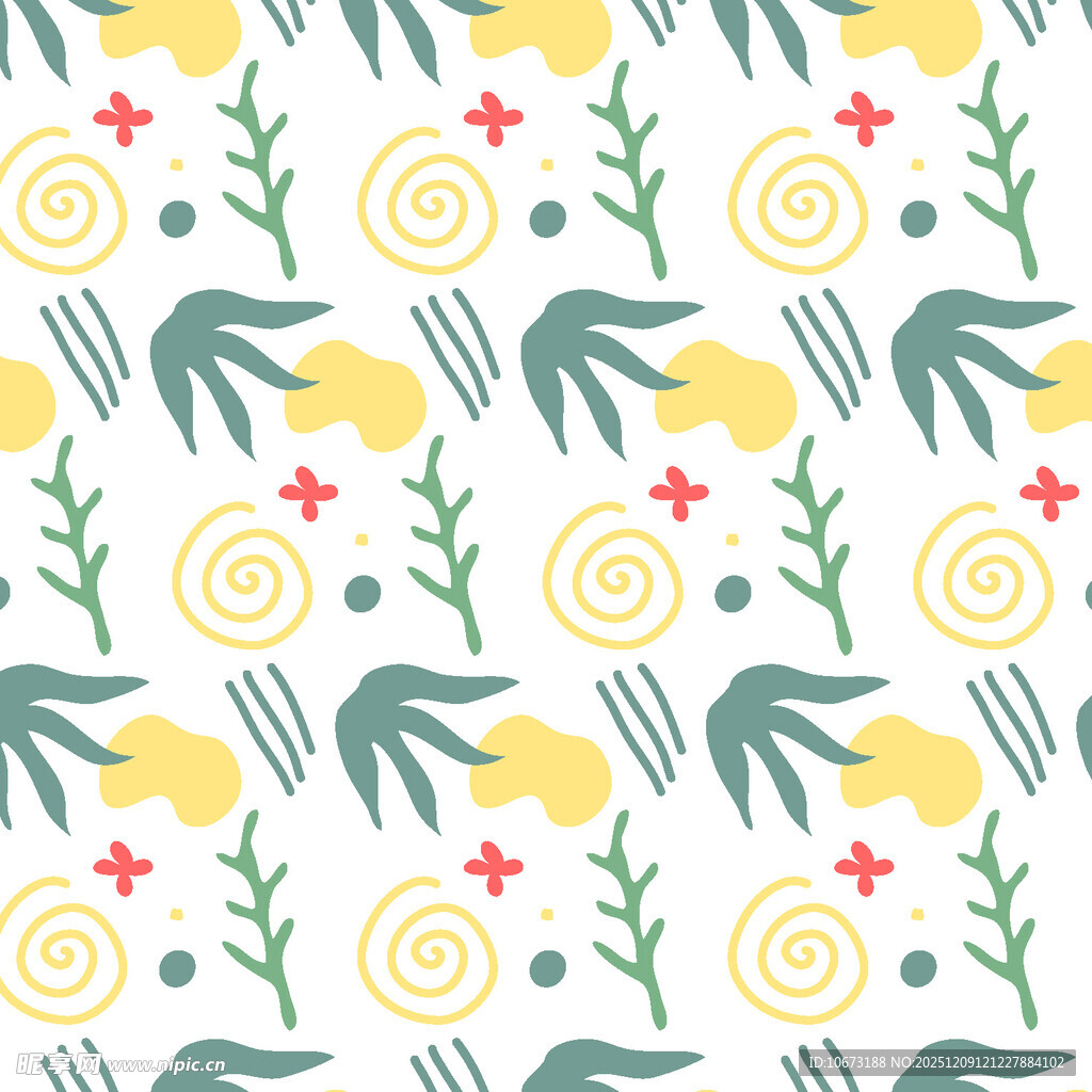 清新花卉几何图案背景