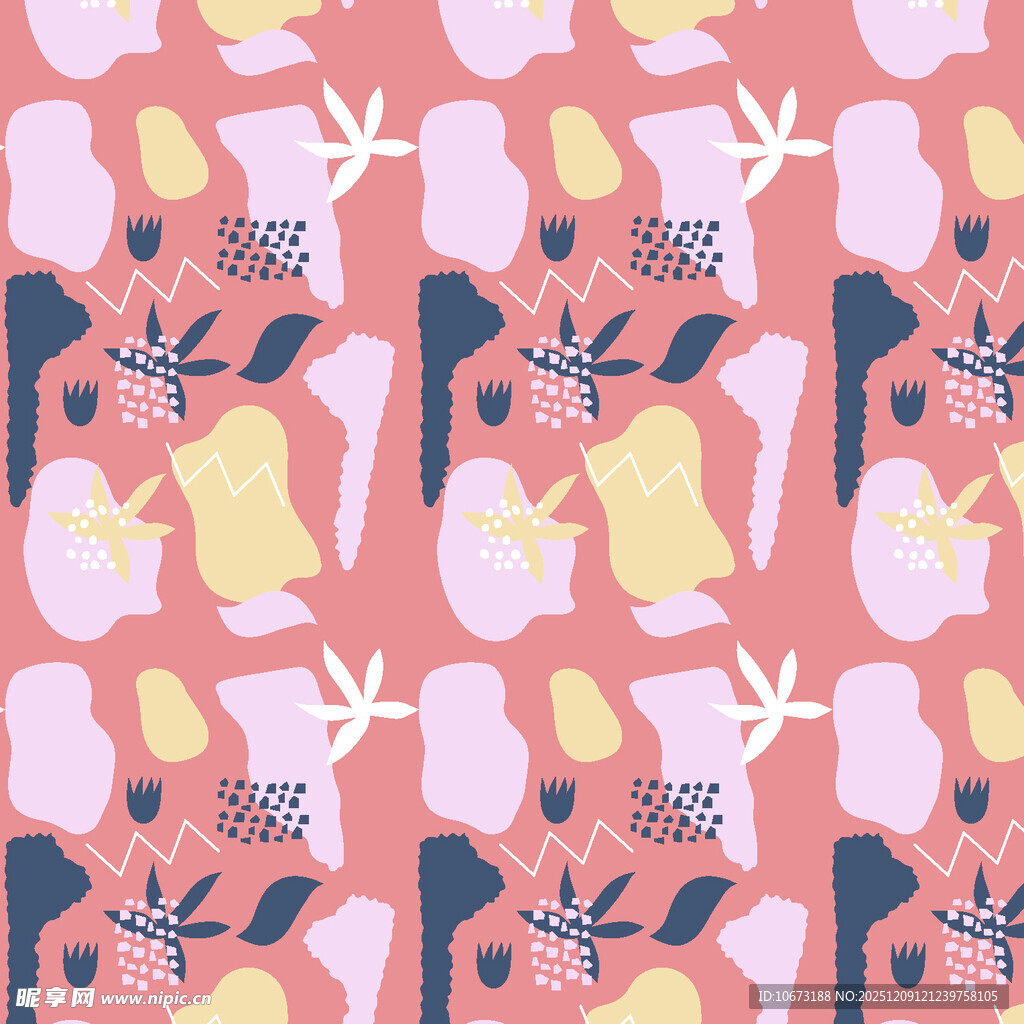 粉色系卡通图案无缝背景