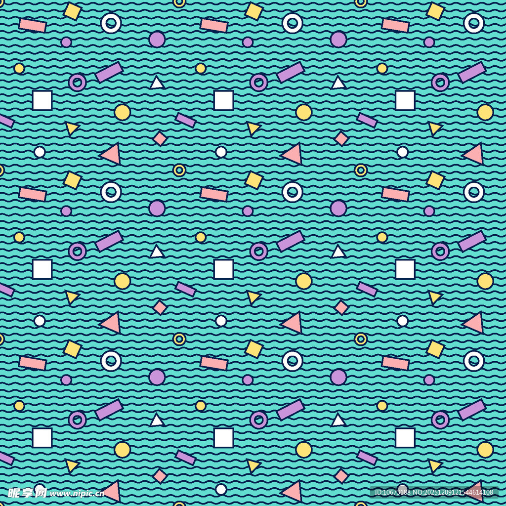 蓝底多彩几何图案背景