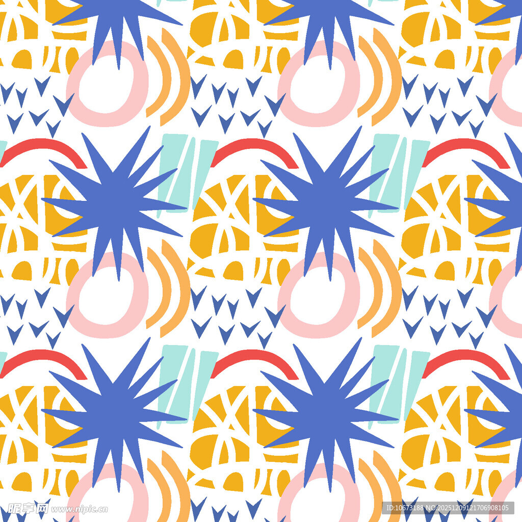 柠檬图案的多彩几何花纹