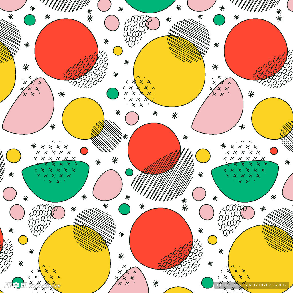 多彩几何图案无缝背景图