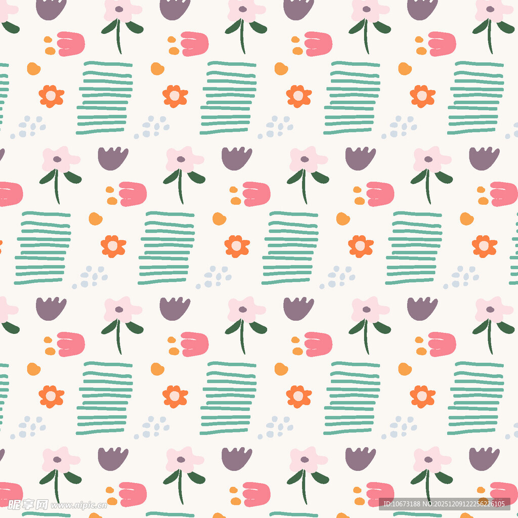 可爱花卉几何图案背景图