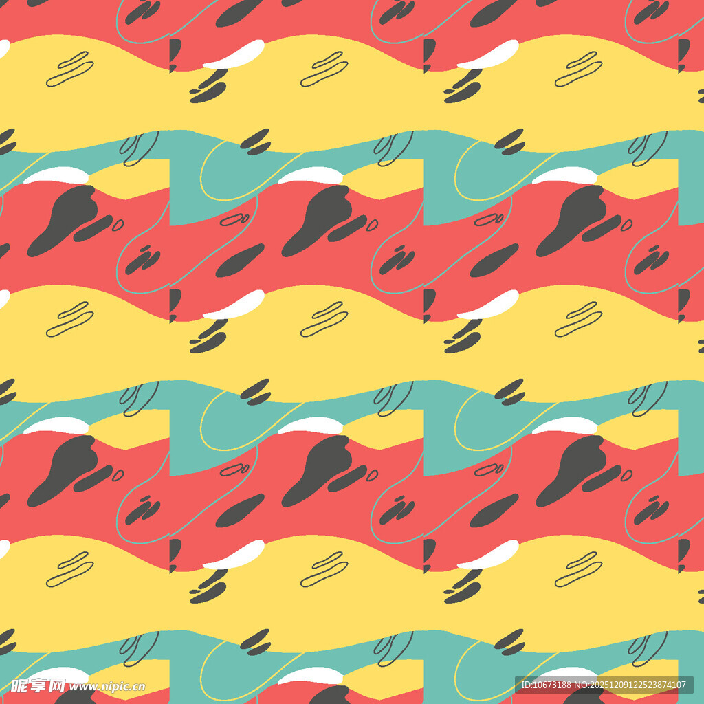 多彩波浪图案无缝背景