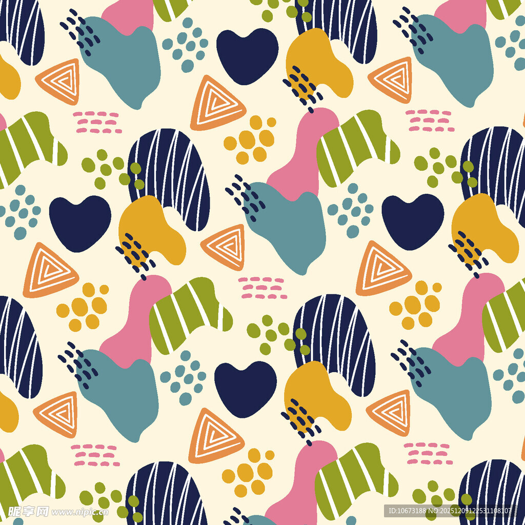 多彩爱心几何图案背景