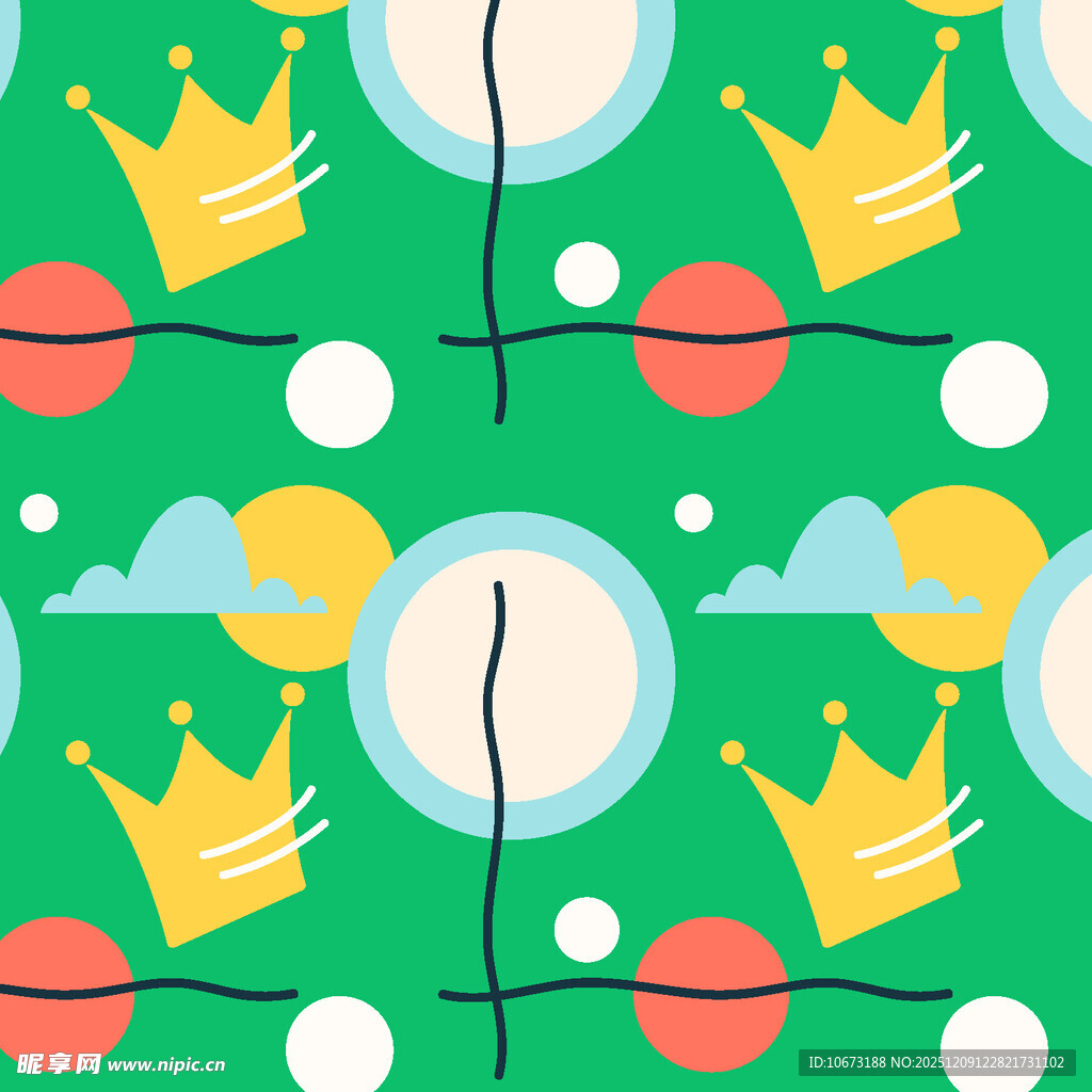 绿色背景卡通皇冠图案