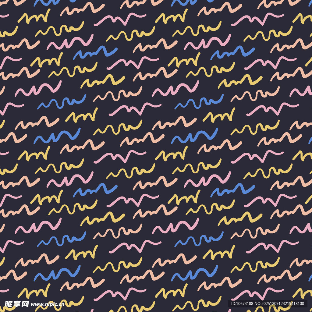 彩色波浪线条无缝图案