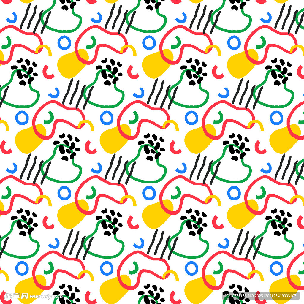 多彩几何图案无缝背景图