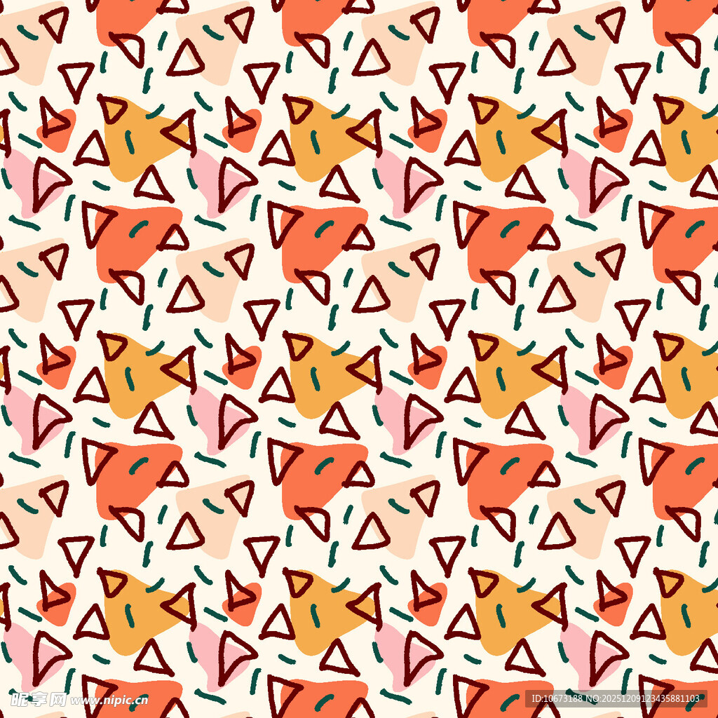 狐狸图案的多彩几何背景