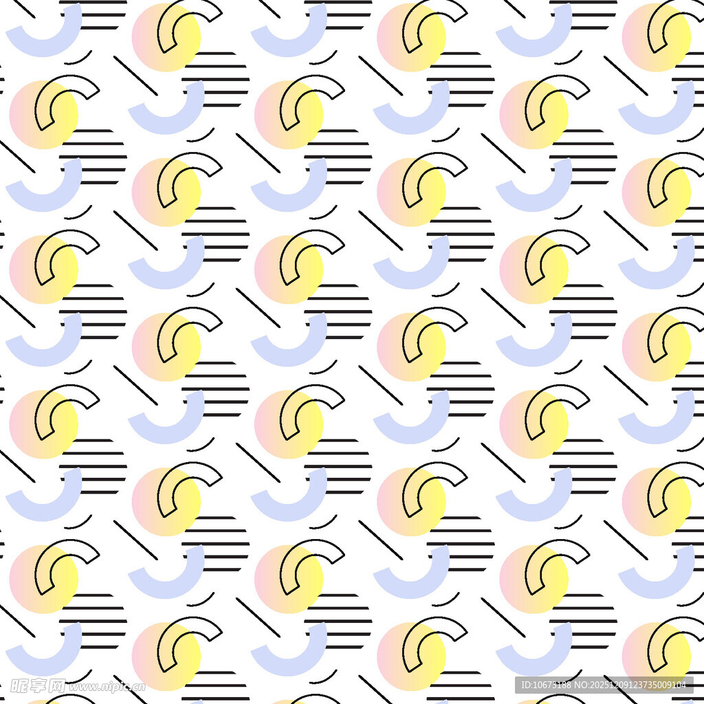 彩虹云朵无缝图案背景