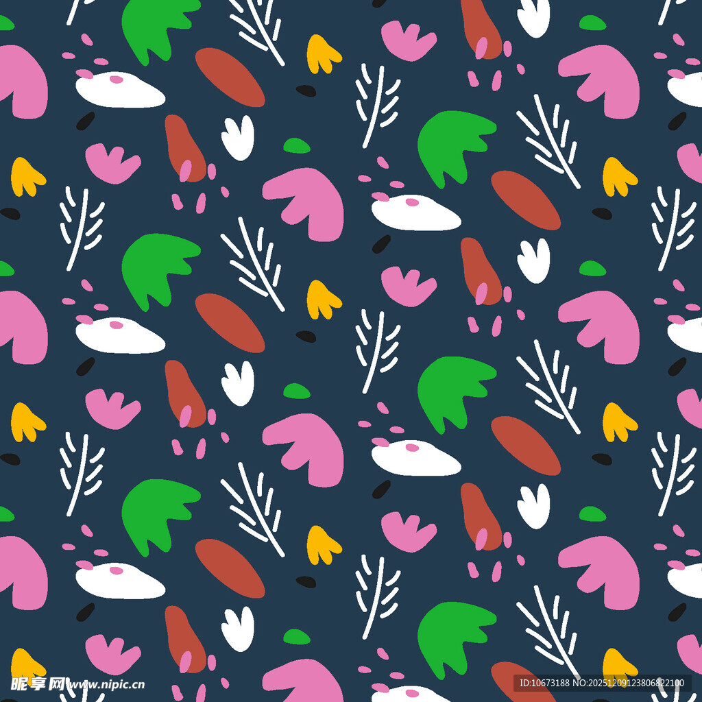 可爱动物植物图案背景