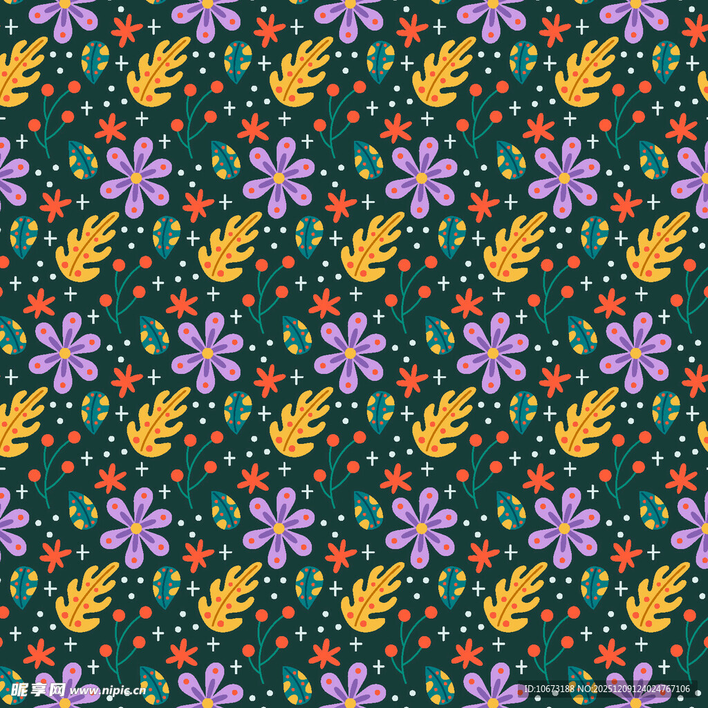 多彩花卉图案背景纹理