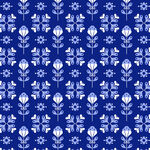 蓝底白花精致花卉图案