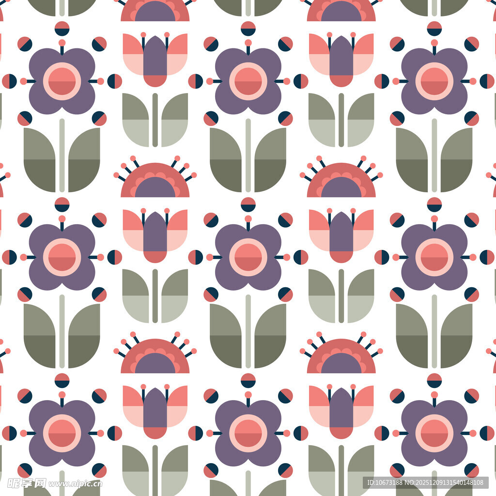 花卉图案的清新无缝背景