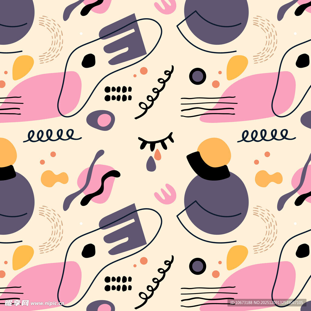 可爱卡通美妆用品图案背景
