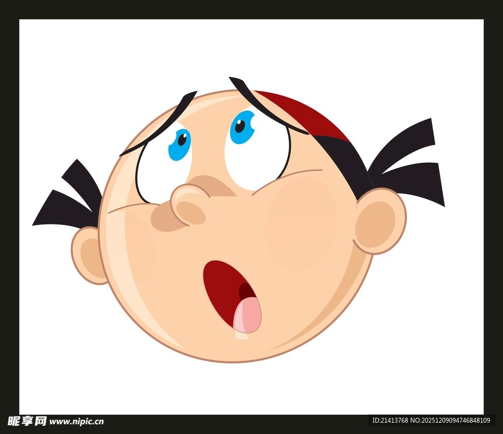 惊讶表情的卡通小女孩