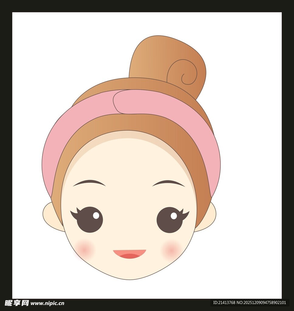 扎发戴头巾的可爱女孩