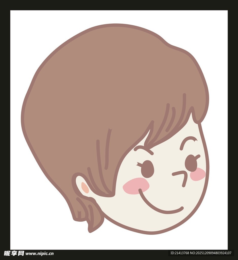 卡通微笑短发人物头像
