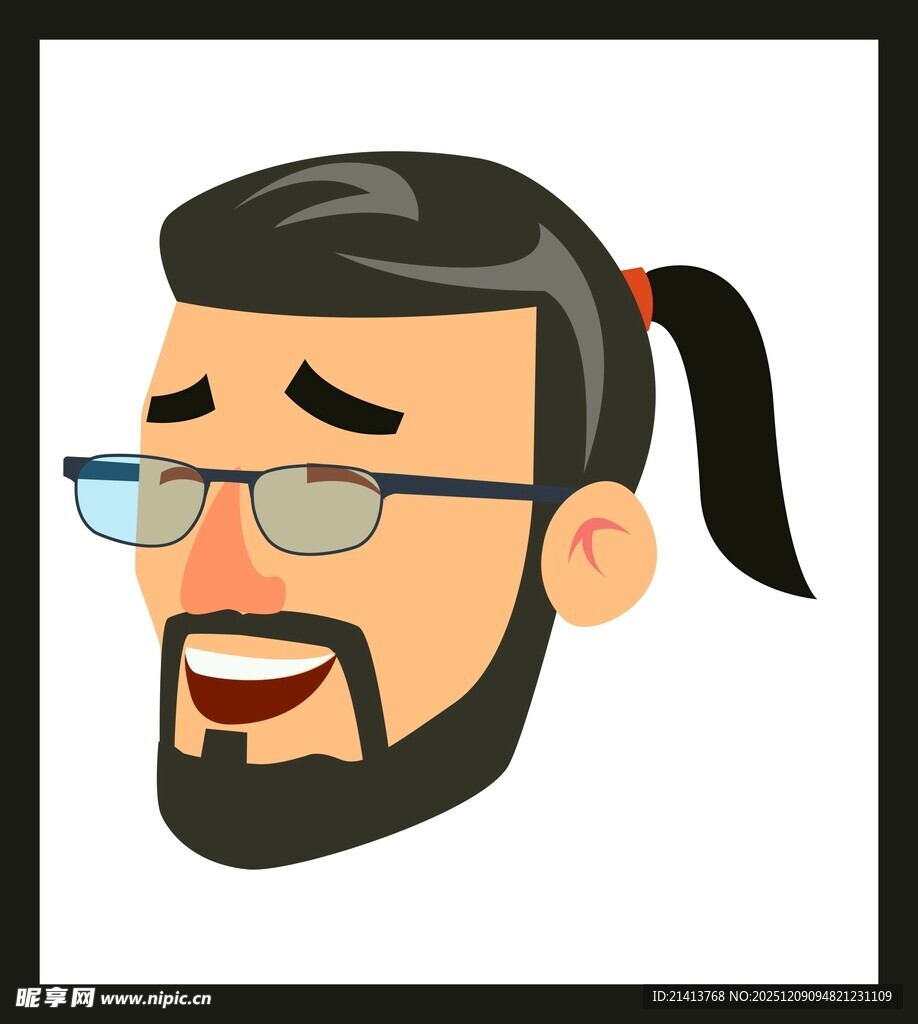 扎马尾戴眼镜的男子头像