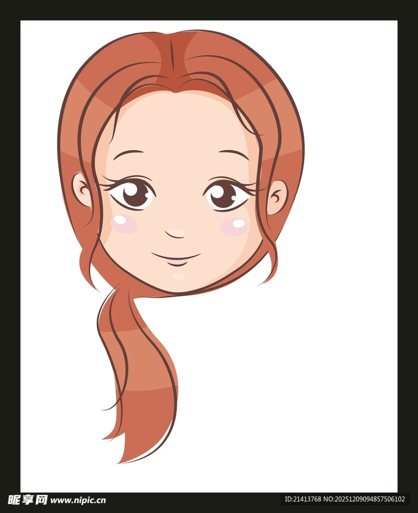 红发扎辫女孩头像
